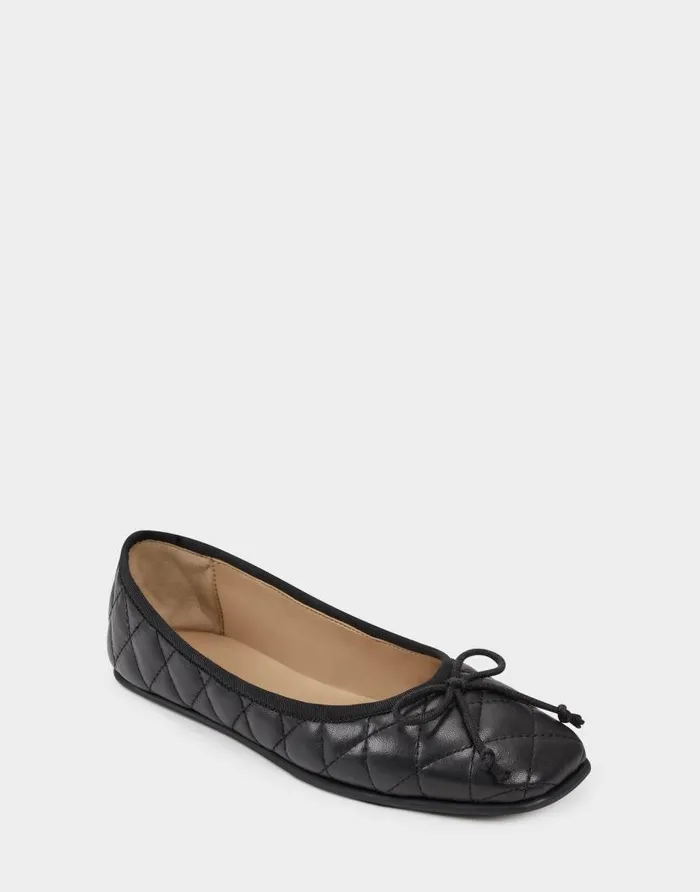 Aerosoles Comfortable Women039s Ballet Flat In Black Genuine Leather Black Quilted Leather Women Dress