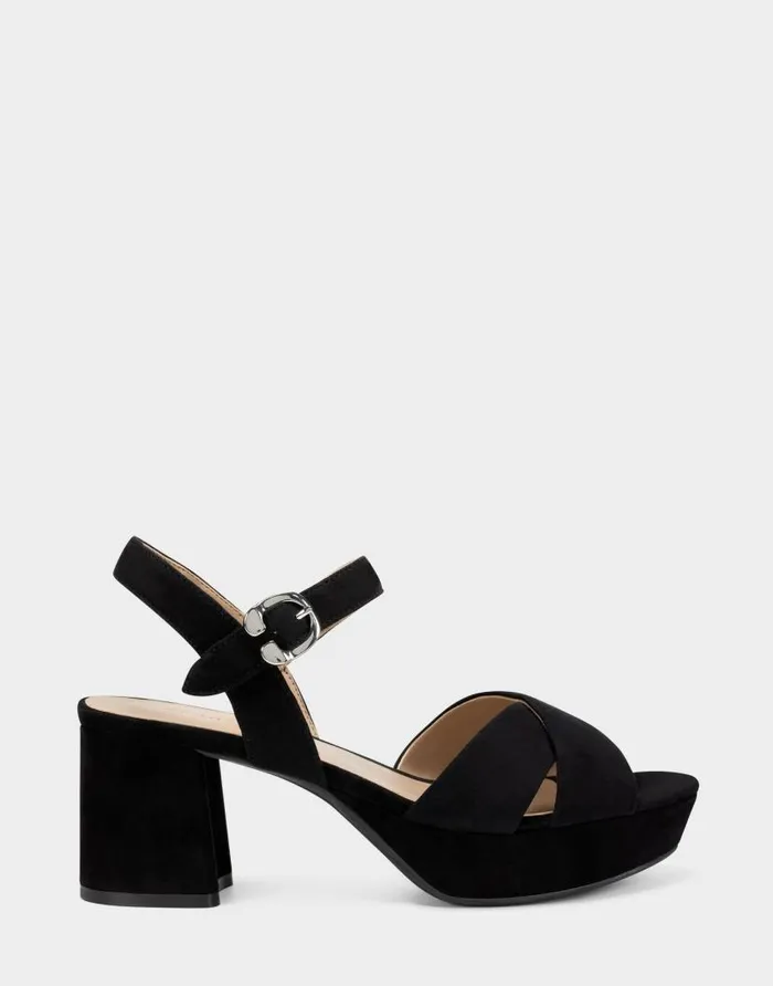 Aerosoles Comfortable Women039s Crisscross Platform Sandal In Black Suede Black Suede Women Dress