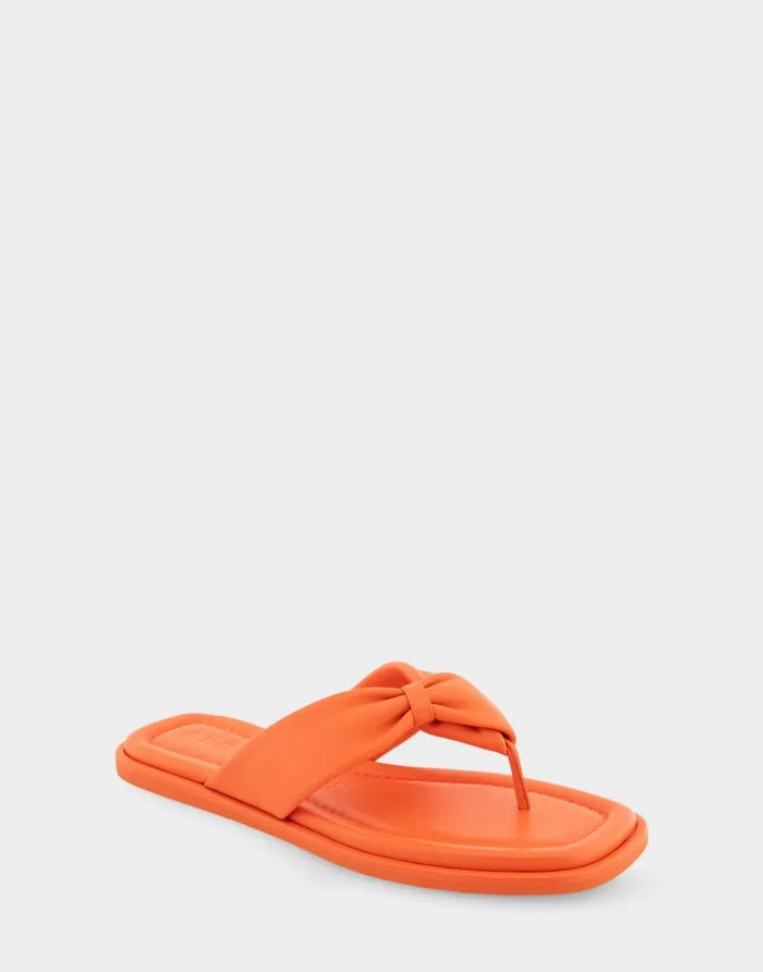 Aerosoles Comfortable Women039s Knotted Thong Sandal In Mandarin Leather Mandarin Leather Women Flats