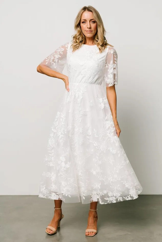 Baltic Born Embellished Sequin Women Arabella Embroidered Tulle Maxi Dress White