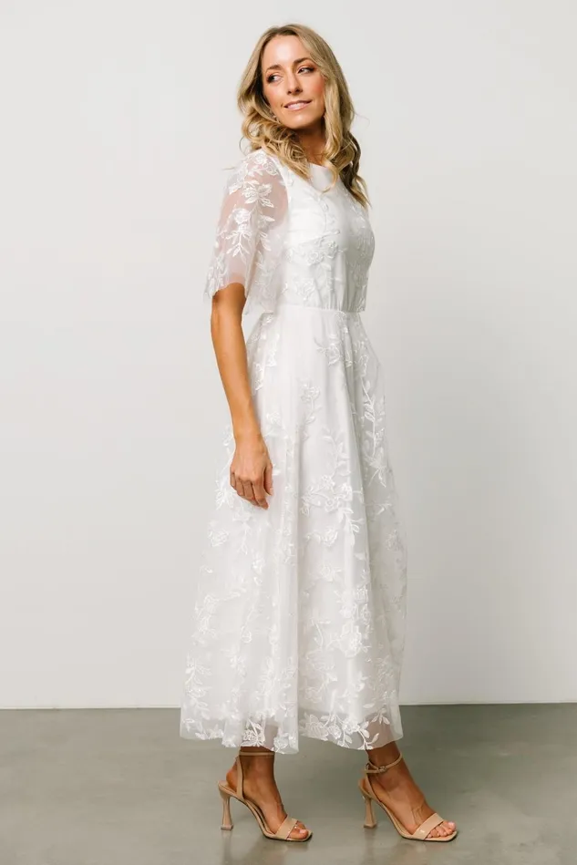 Baltic Born Embellished Sequin Women Arabella Embroidered Tulle Maxi Dress White