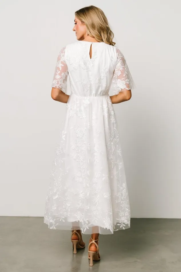 Baltic Born Embellished Sequin Women Arabella Embroidered Tulle Maxi Dress White
