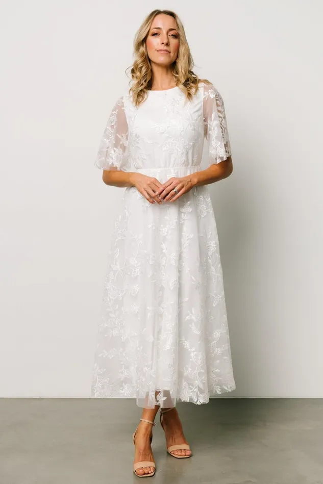Baltic Born Embellished Sequin Women Arabella Embroidered Tulle Maxi Dress White