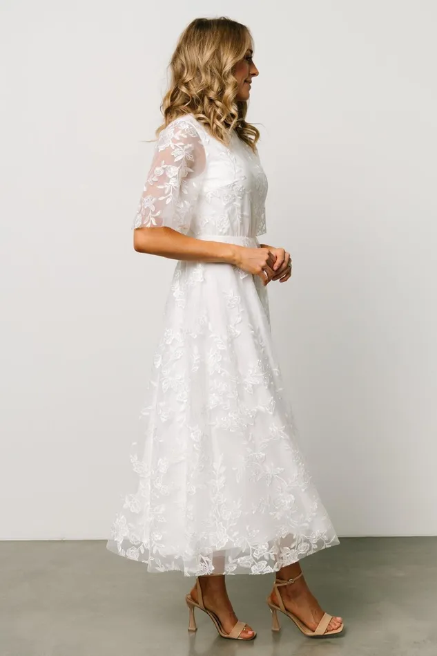 Baltic Born Embellished Sequin Women Arabella Embroidered Tulle Maxi Dress White