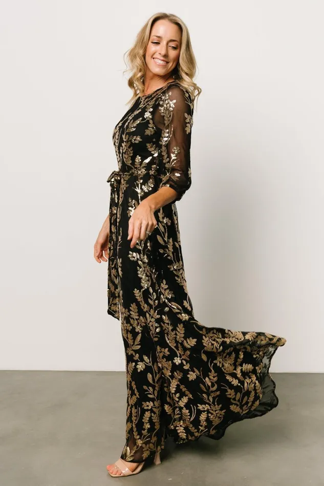 Baltic Born Mother Of The Bride Women Destiny Sequin Maxi Dress Black Gold Baltic Born Mother Of The Bride Women Destiny Sequin Maxi Dress Black Gold