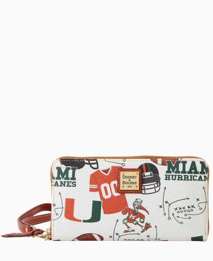 Collegiate University Of Miami Large Zip Around Wristlet Miami ManWoman Dooney and Bourke Wallets