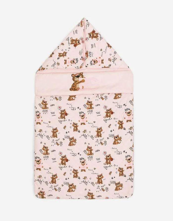 Dolce and Gabbana Accessories And Baby Carriers Children Baby Leopardprint Jersey Sleep Sack Pink