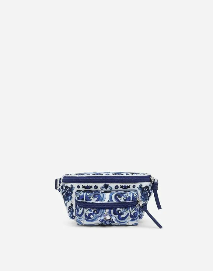 Dolce and Gabbana Accessories Children Majolicaprint Nylon Belt Bag Multicolor