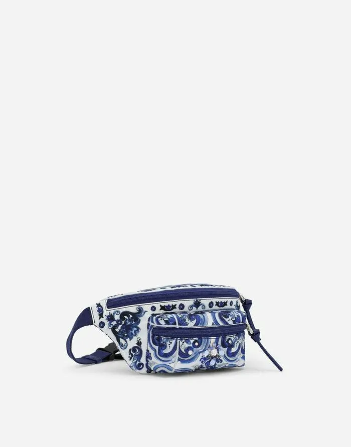 Dolce and Gabbana Accessories Children Majolicaprint Nylon Belt Bag Multicolor