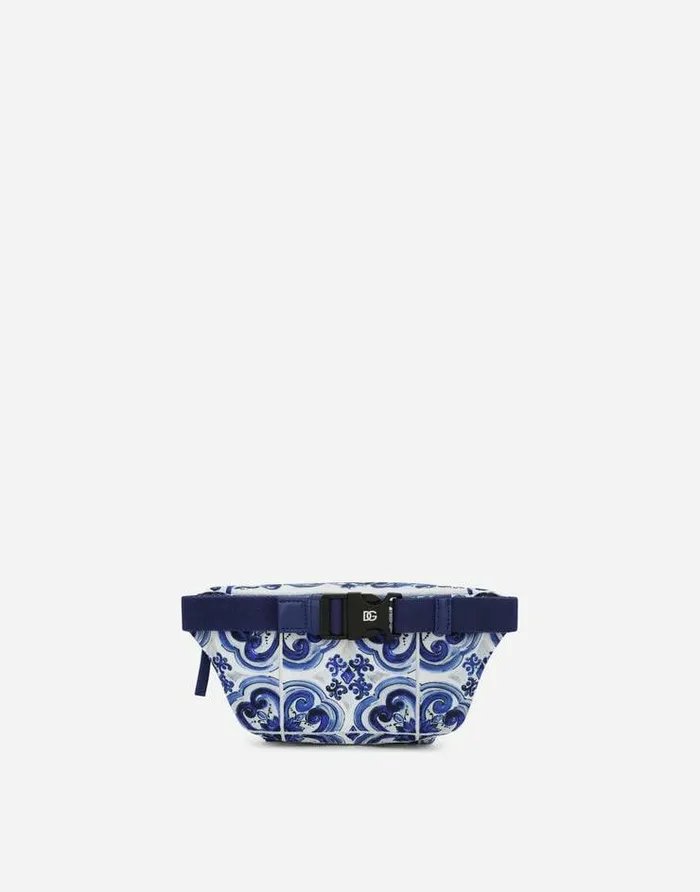 Dolce and Gabbana Accessories Children Majolicaprint Nylon Belt Bag Multicolor