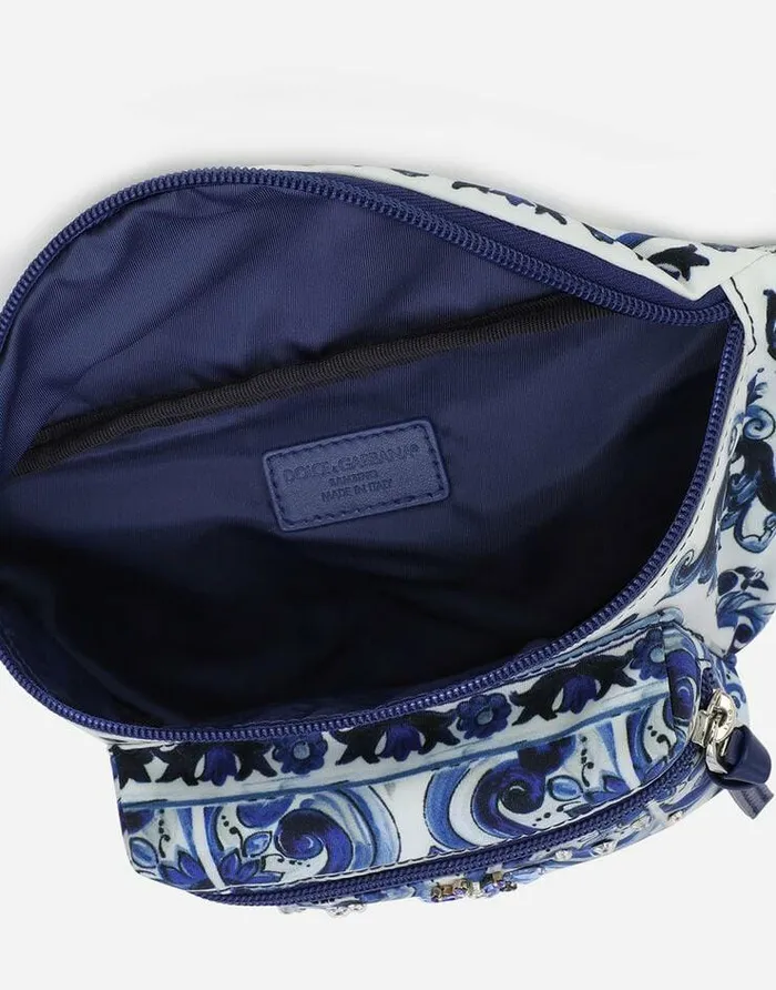 Dolce and Gabbana Accessories Children Majolicaprint Nylon Belt Bag Multicolor