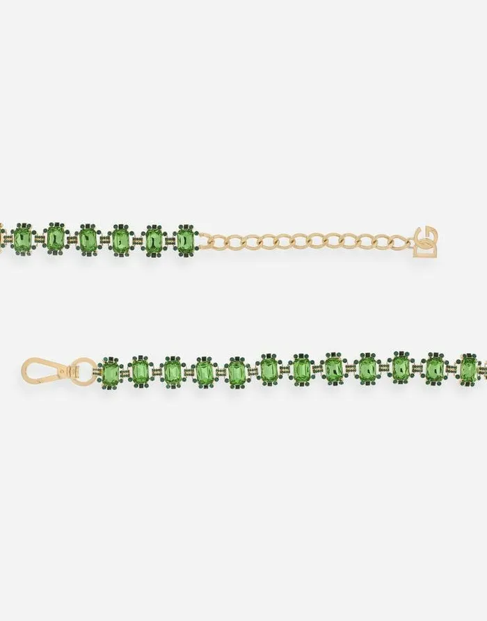 Dolce and Gabbana Belts Men Belt With Green Crystals Green Dolce and Gabbana Belts Men Belt With Green Crystals Green