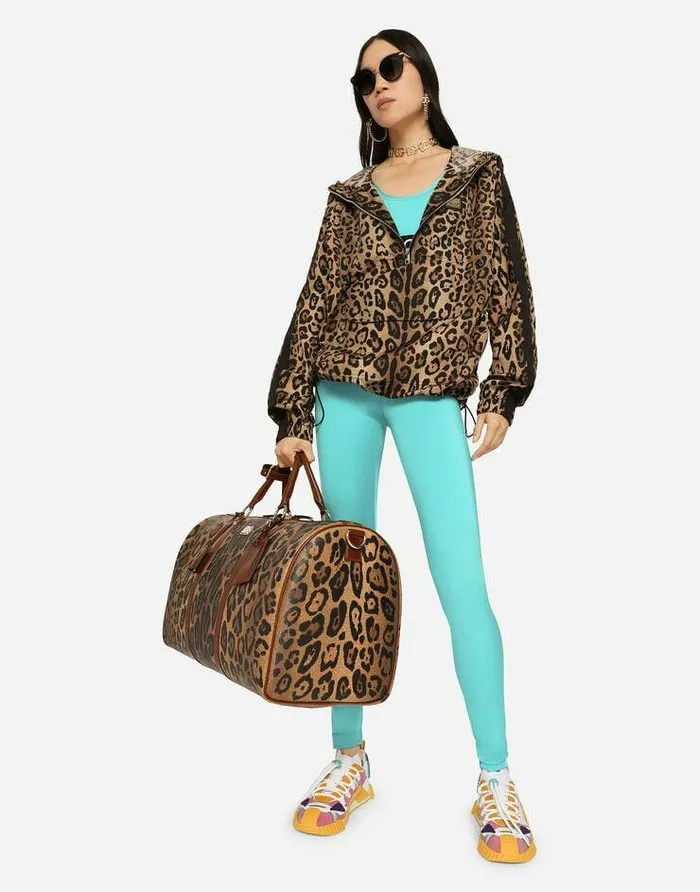 Dolce and Gabbana Coats And Jackets Women Leopardprint Nylon Anorak Multicolor
