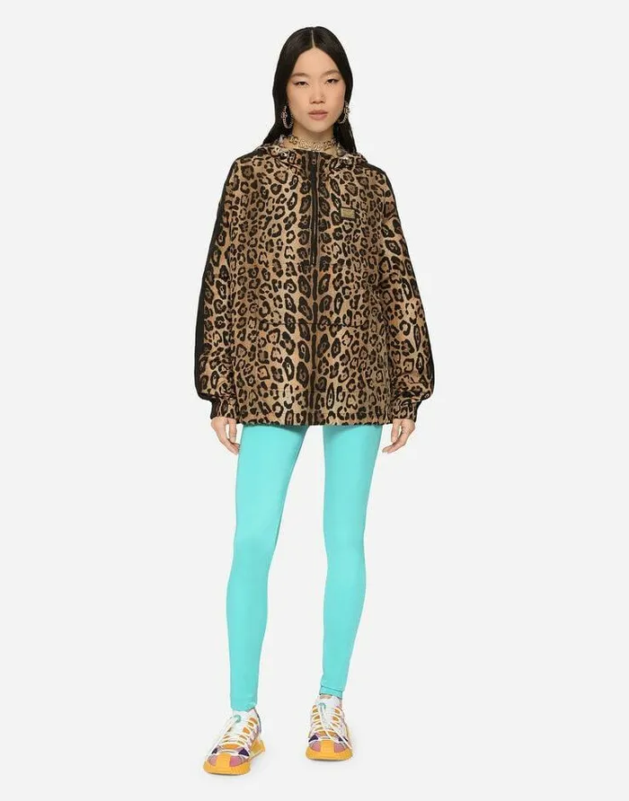 Dolce and Gabbana Coats And Jackets Women Leopardprint Nylon Anorak Multicolor