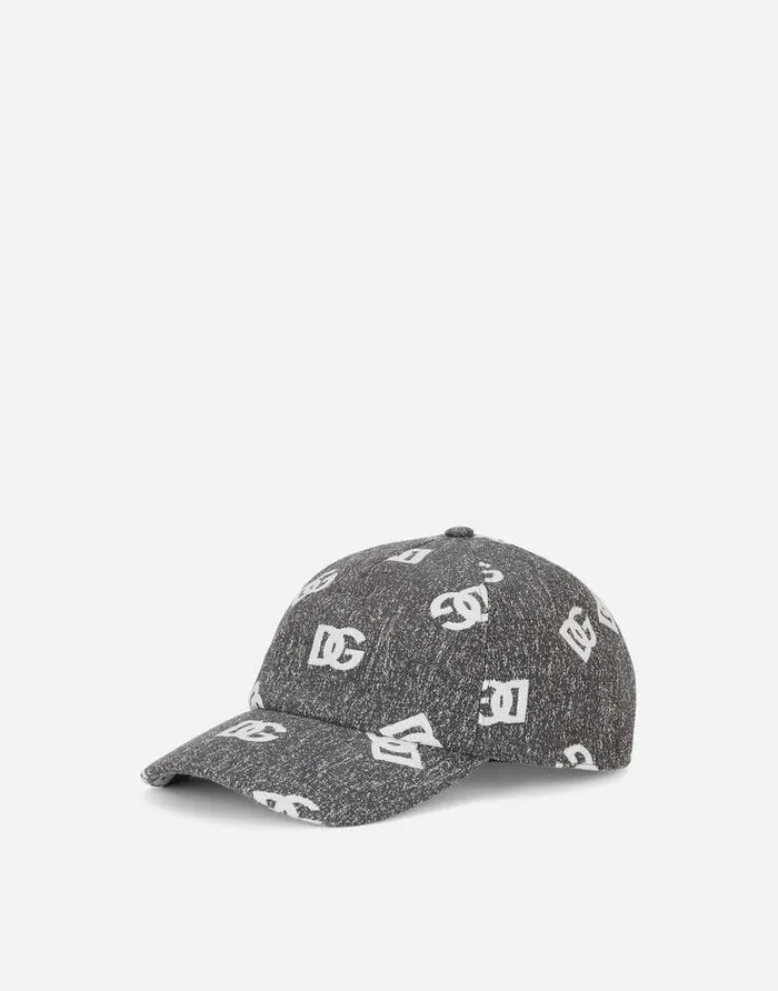 Dolce and Gabbana Hats And Gloves Men Cotton Jacquard Baseball Cap With DG Logo Multicolor