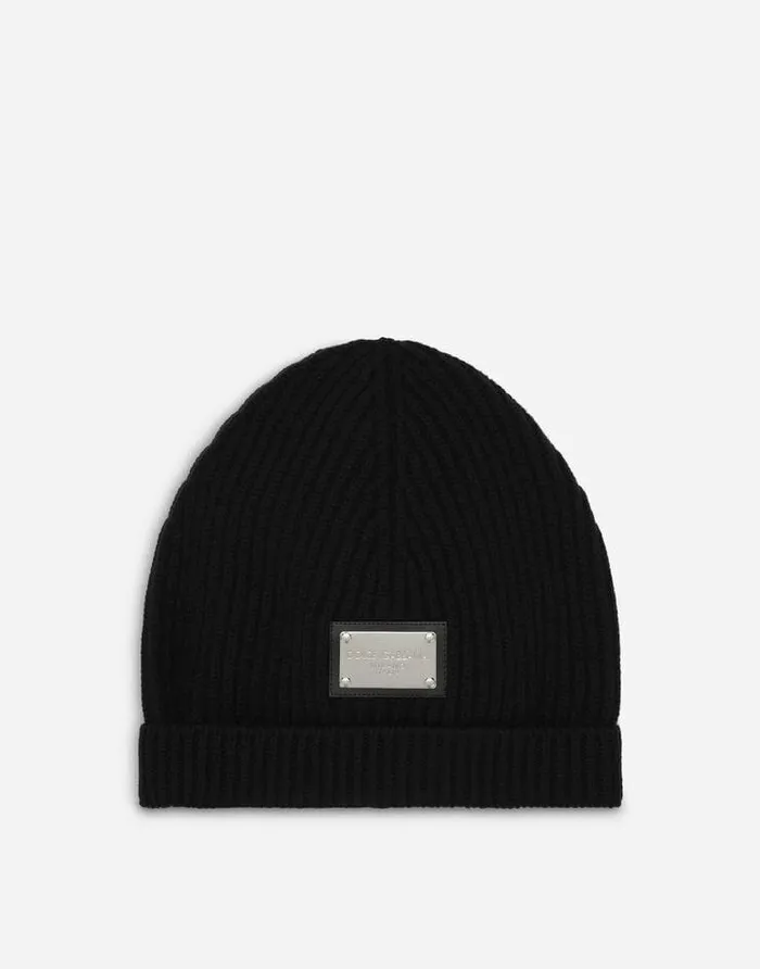 Dolce and Gabbana Hats And Gloves Women Knit Hat With DolceandGabbana Tag Black