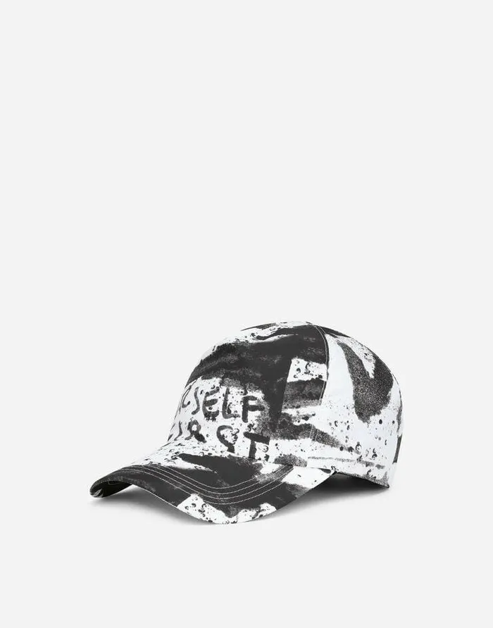Dolce and Gabbana Hats And Gloves Women Nylon Baseball Cap With DG Graffiti Print Multicolor