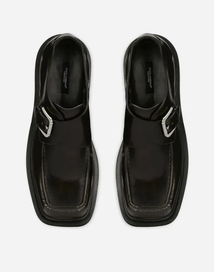 Dolce and Gabbana Loafers And Moccasins Men Brushed Calfskin Monkstrap Shoes Brown