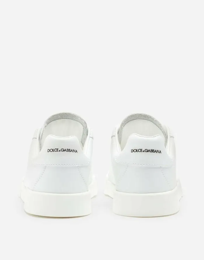 Dolce and Gabbana Shoes 2438 Children Calfskin Portofino Light Sneakers With Logo White