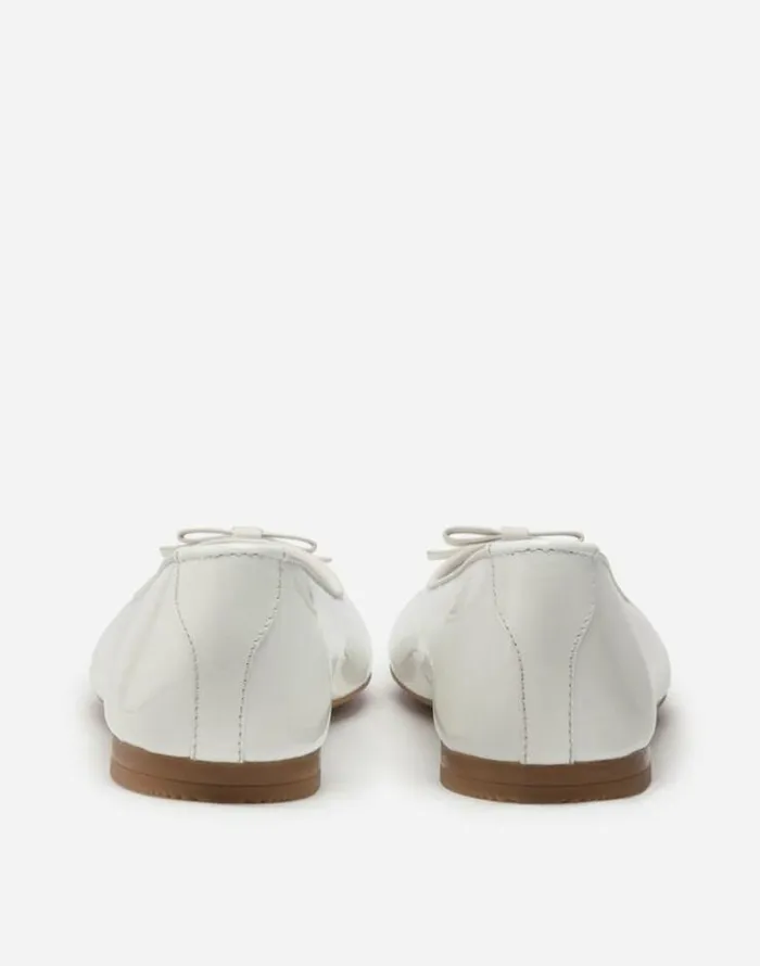 Dolce and Gabbana Shoes 2438 Children Patent Leather Ballet Flats With Charm White