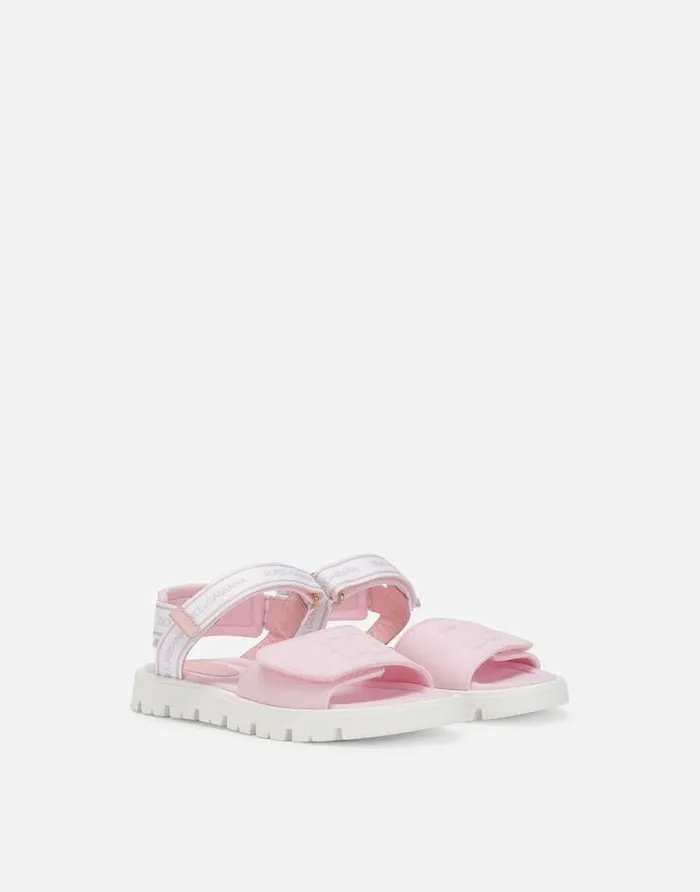 Dolce and Gabbana Shoes 2438 Children Technical Fabric Sandals With DG Logo Multicolor