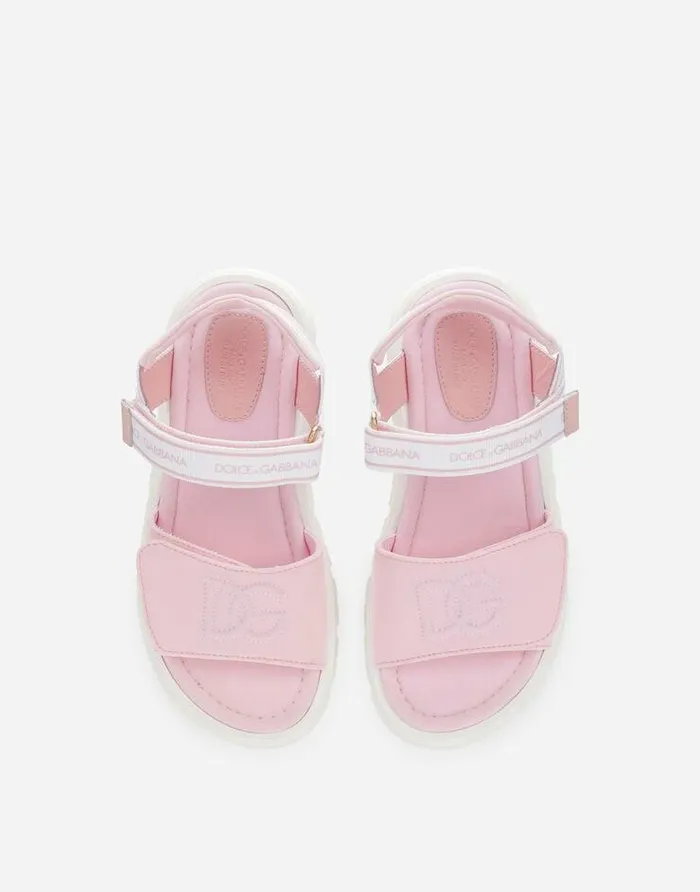 Dolce and Gabbana Shoes 2438 Children Technical Fabric Sandals With DG Logo Multicolor