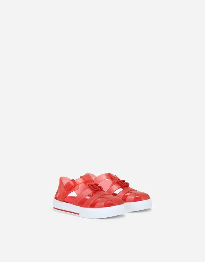 Dolce and Gabbana Shoes For First Steps 1926 Children Rubber Sandals With DG Logo Red