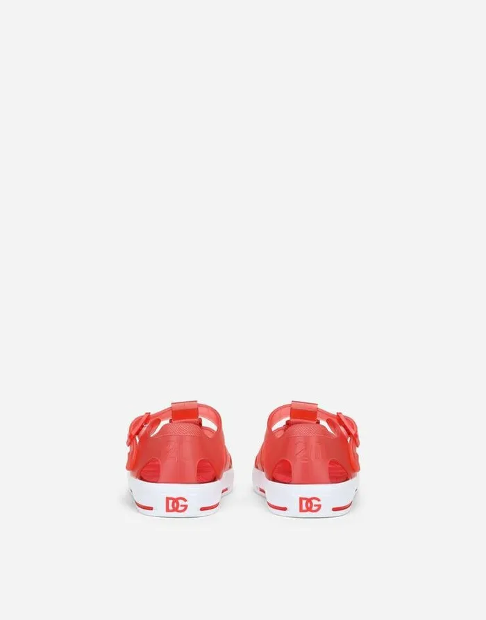 Dolce and Gabbana Shoes For First Steps 1926 Children Rubber Sandals With DG Logo Red