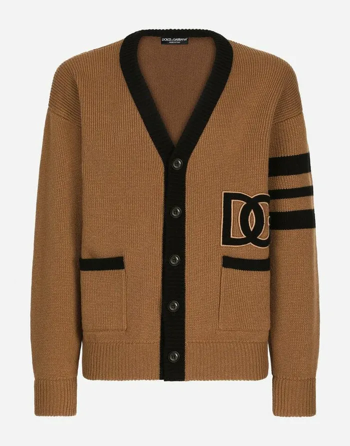 Dolce and Gabbana Sweaters And Cardigans Men Wool Fishermans Rib Cardigan With DG Logo Patch Multicolor Dolce and Gabbana Sweaters And Cardigans Men Wool Fishermans Rib Cardigan With DG Logo Patch Multicolor