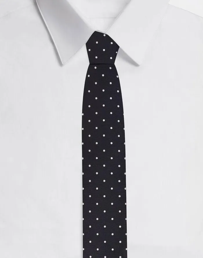 Dolce and Gabbana Ties And Pocket Squares Men 8cm Silk Jacquard Blade Tie With DG Logo Blue