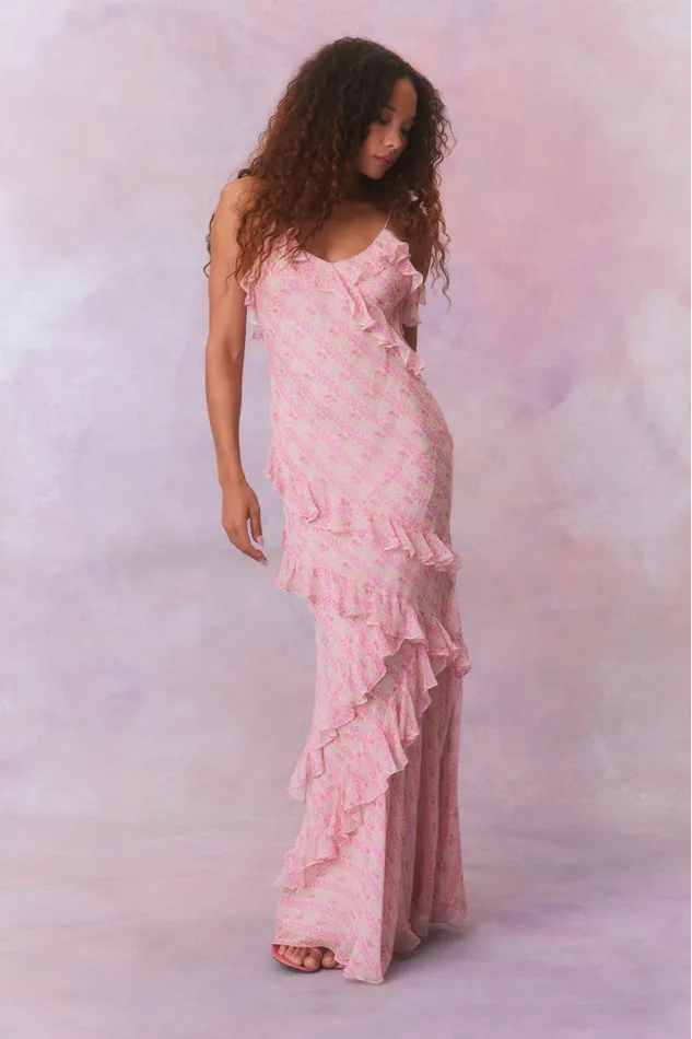 Dresses Women LoveShackFancy Rialto Fragrance Print Maxi Dress Strawberry Macaroon