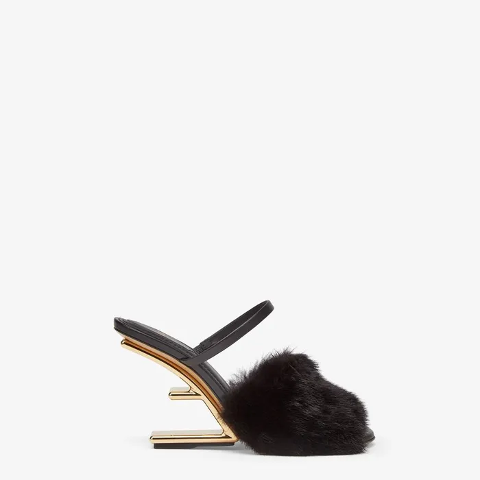 Fendi Pumps and Slingbacks Fendi First Black Mink Highheel Sandals 8211 Women