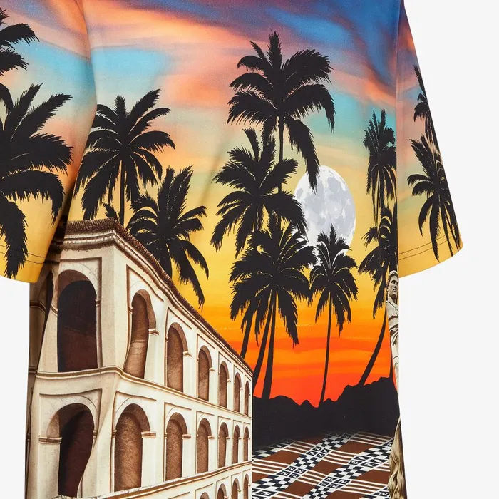 Fendi Tshirts and Polos TShirt Regular Tshirt In Multicolor Printed Poplin 8211 Men