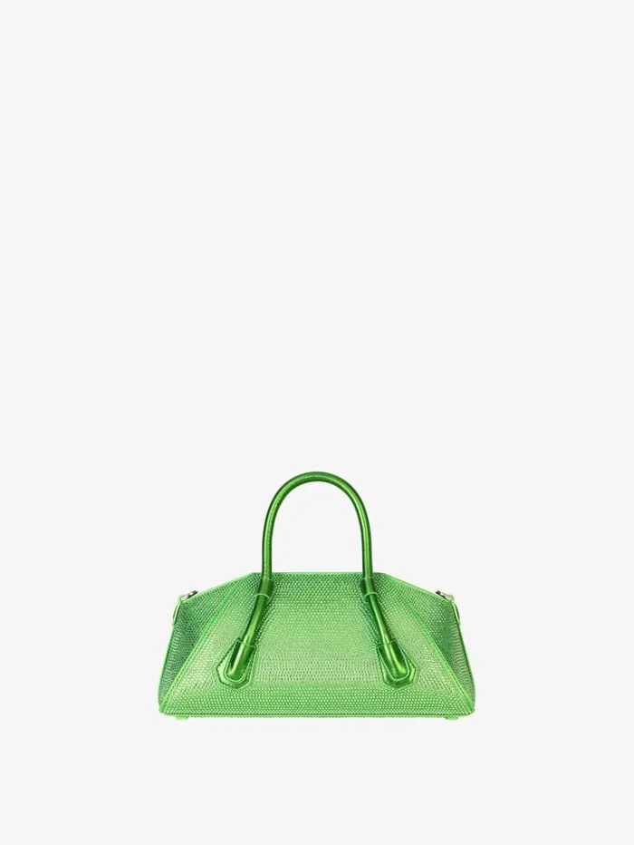Givenchy Mini Antigona Stretch Bag In Satin With Strass Absynthe Green Women Crossbody Bags Givenchy Mini Antigona Stretch Bag In Satin With Strass Absynthe Green Women Crossbody Bags