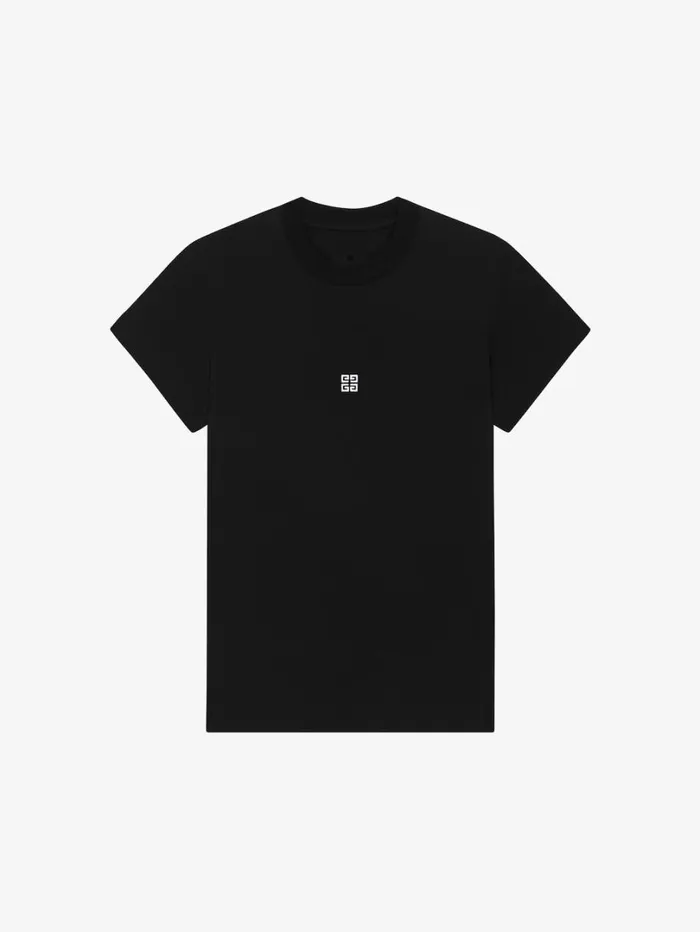 Givenchy Slim Fit Tshirt In Cotton With 4G Detail Blackwhite Women TShirts