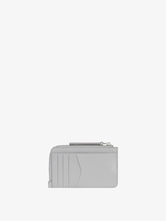 Givenchy Voyou Zipped Card Holder In Leather Light Grey Women Wallets and Card Holders