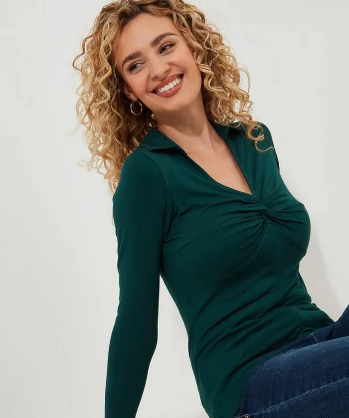 Joe Browns Tops Tunics and Blouses Women Forest Twist Front Top Forest Green