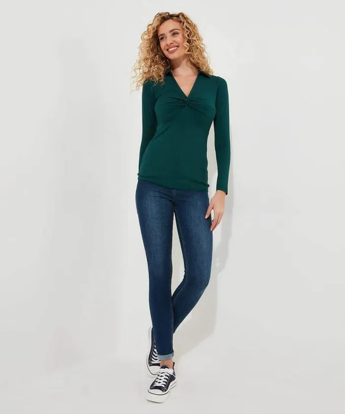 Joe Browns Tops Tunics and Blouses Women Forest Twist Front Top Forest Green