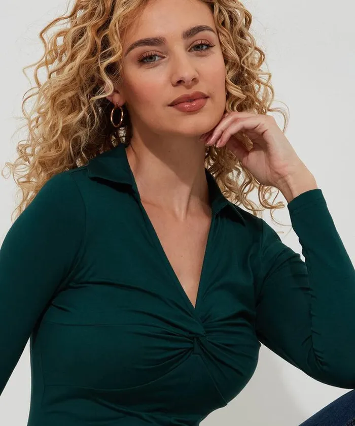 Joe Browns Tops Tunics and Blouses Women Forest Twist Front Top Forest Green