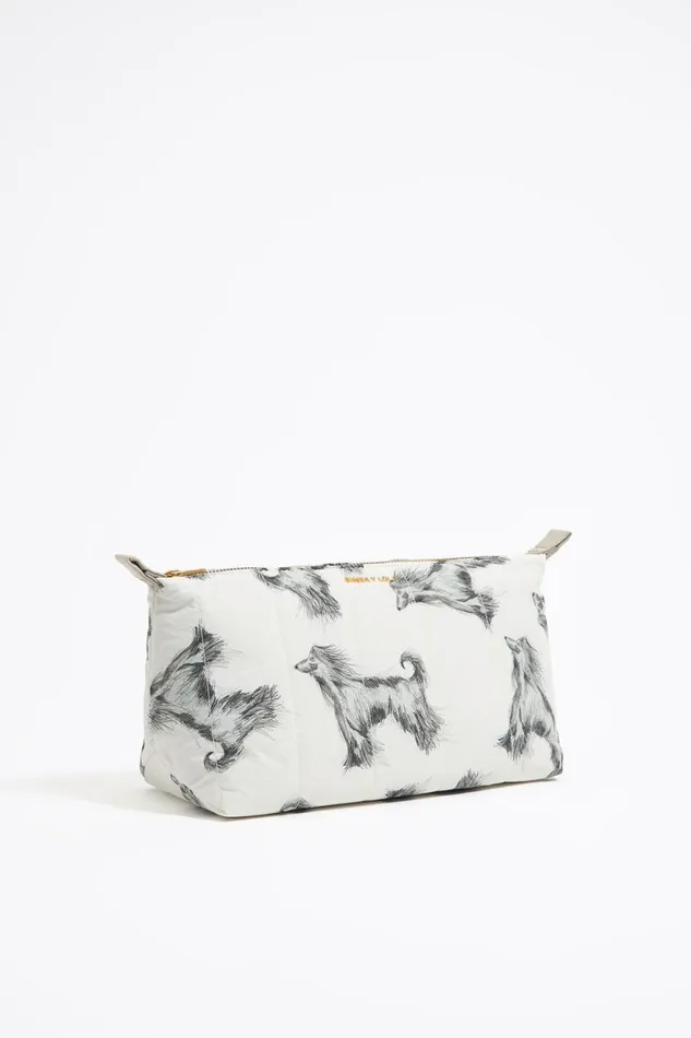 Large Gray Pencil Greyhound Print Nylon Trapezium Makeup Case Galgo Lapiz Grey Women Bimba Y Lola Vanity Pouches