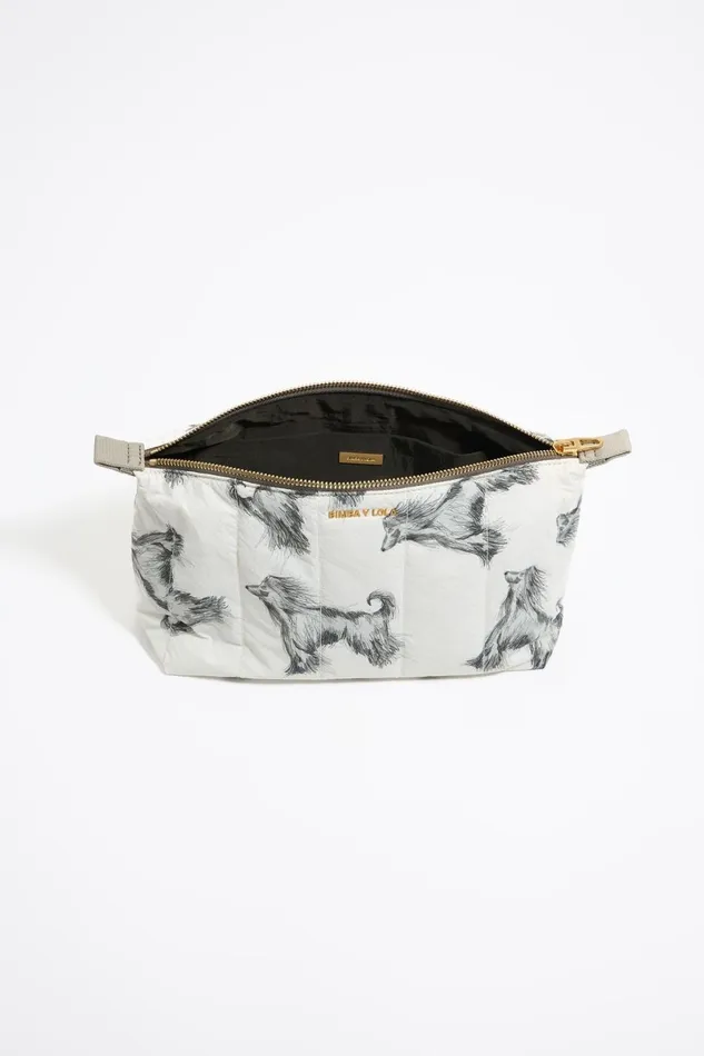 Large Gray Pencil Greyhound Print Nylon Trapezium Makeup Case Galgo Lapiz Grey Women Bimba Y Lola Vanity Pouches