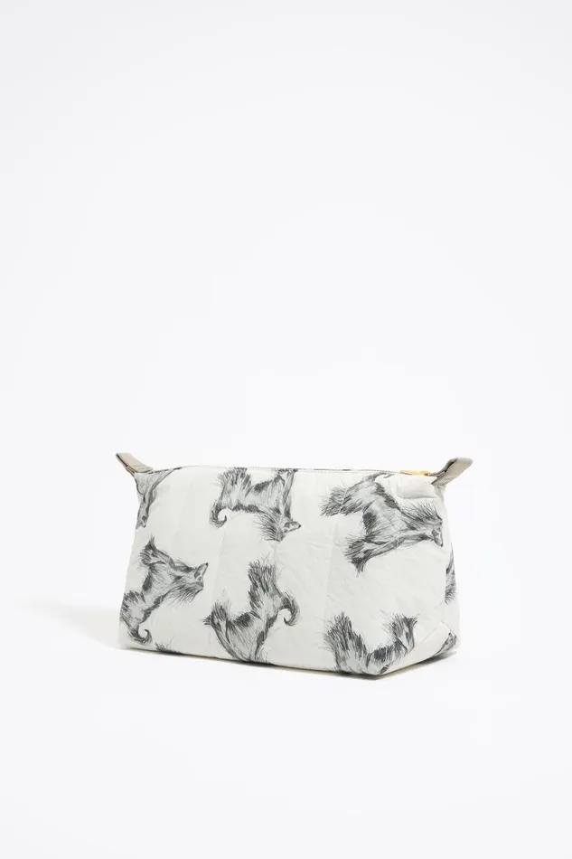 Large Gray Pencil Greyhound Print Nylon Trapezium Makeup Case Galgo Lapiz Grey Women Bimba Y Lola Vanity Pouches