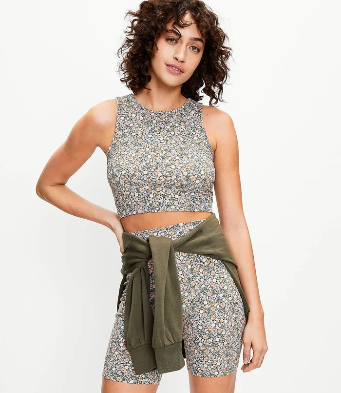 LOFT Lou and Grey Meadow Terry Bike Shorts Fresh Thyme Women Loungewear