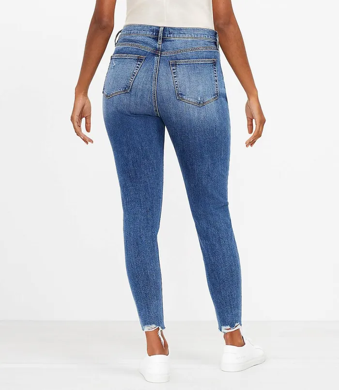 LOFT Petite Curvy Fresh Cut High Rise Skinny Ankle Jeans In Authentic Mid Vintage Wash Authentic Mid Vintage Wash Women Petite Jeans