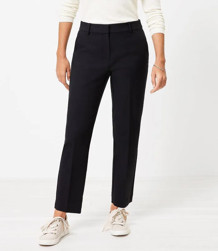 LOFT Petite Curvy Perfect Straight Pants In Stretch Double Weave Black Women Petite Pants