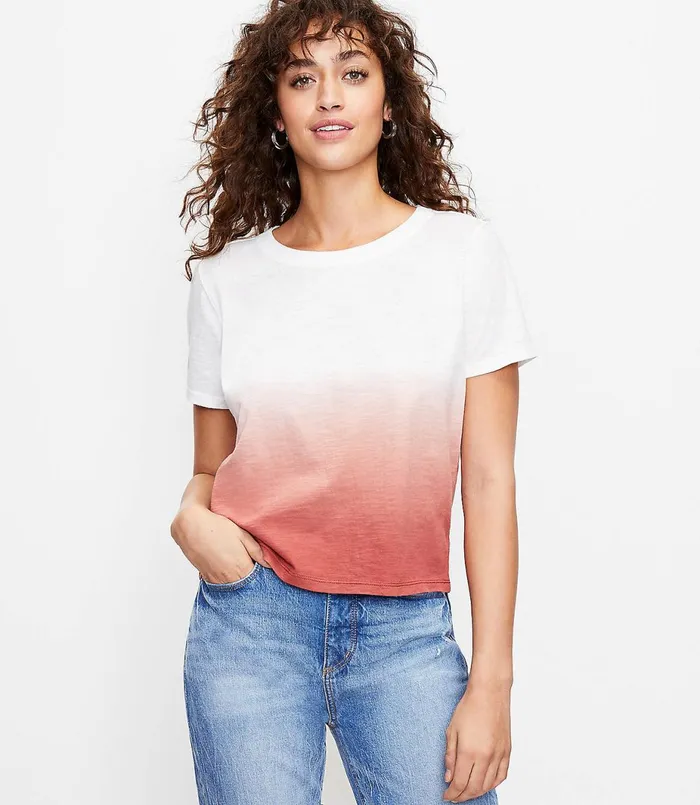 LOFT Petite Dip Dye Surf Tee Forever Navy Women Petite Tops