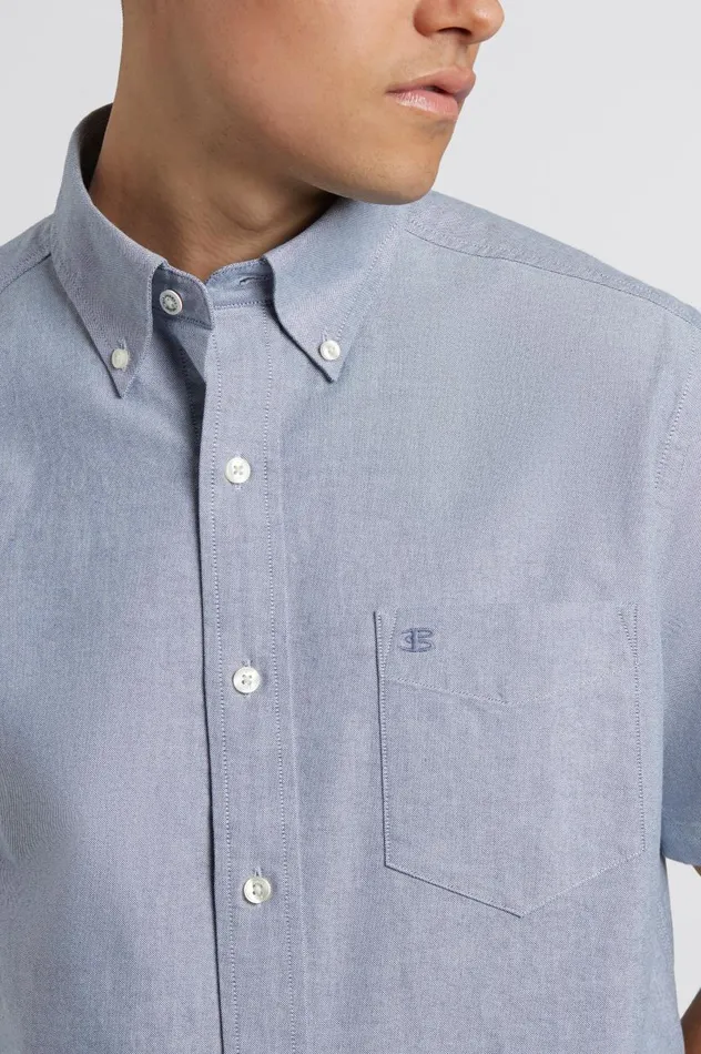 Men Ben Sherman Oxford Shirts Short Sleeve Brighton Oxford Organic Shirt 8211 Navy