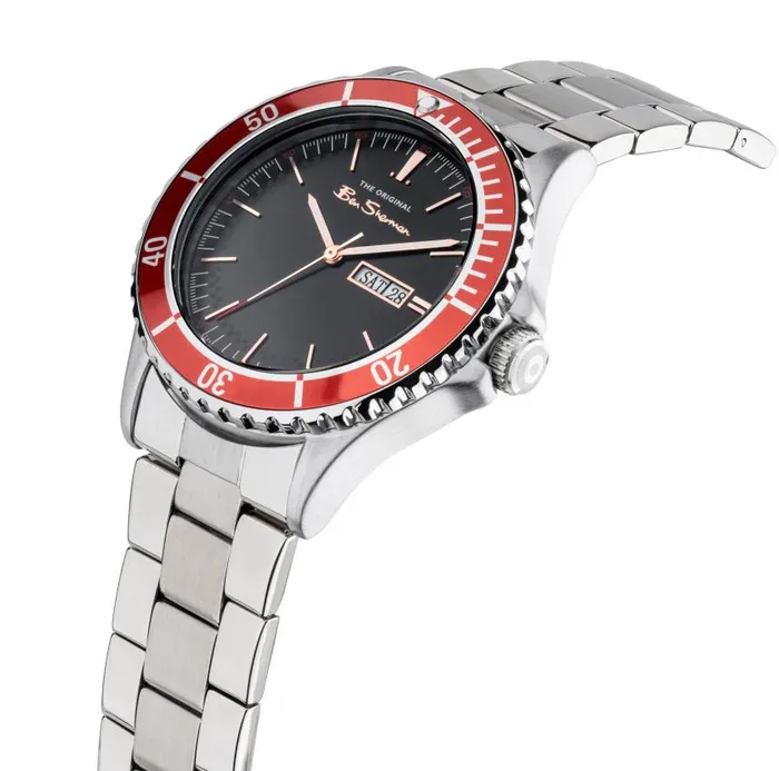 Men Ben Sherman Watches Stainless Steel Strap Watch 44mm 8211 SilverBlackSilver
