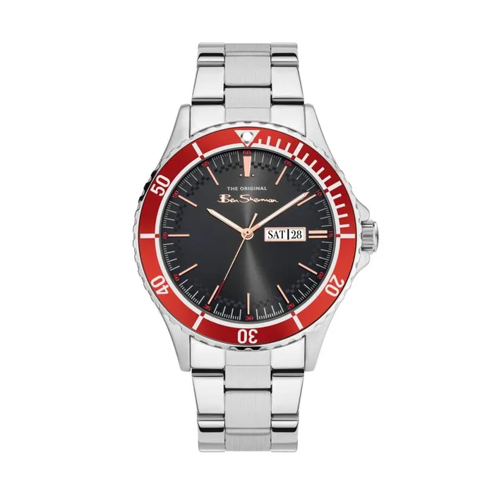 Men Ben Sherman Watches Stainless Steel Strap Watch 44mm 8211 SilverBlackSilver
