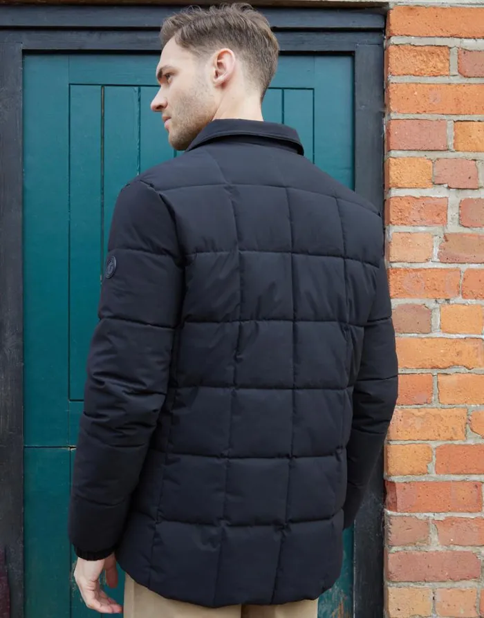 Men Black Lightweight Collared Quilted Jacket Threadbare Jackets